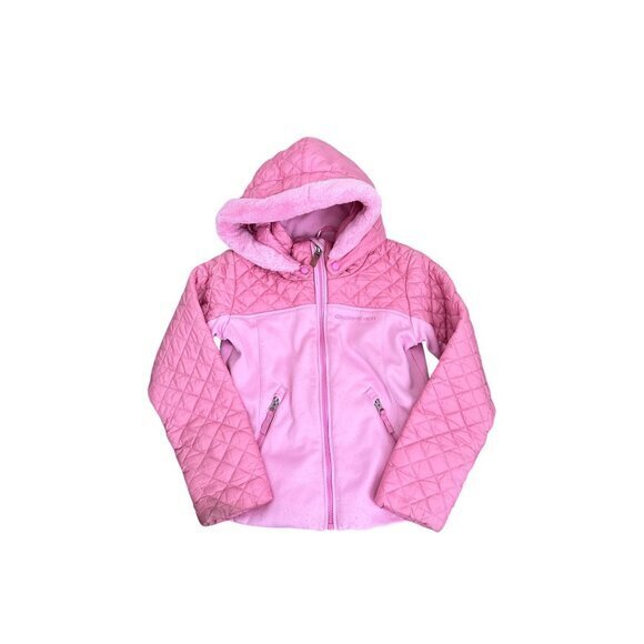 Obermeyer Girls Quilted Hooded Jacket Size Pink Full Zip - Picture 1 of 6